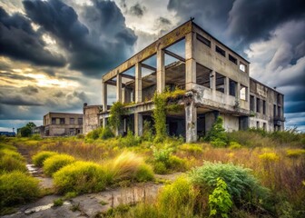 Derelict Construction Site: Minimalist Image of Urban Decay and Neglect