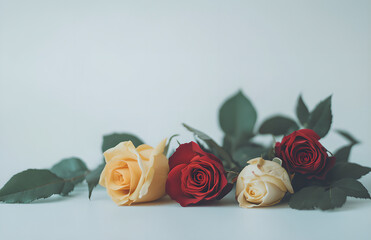 red roses on a blue background