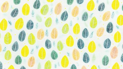 Colorful Leaf Patterns on White Background for Creative Projects