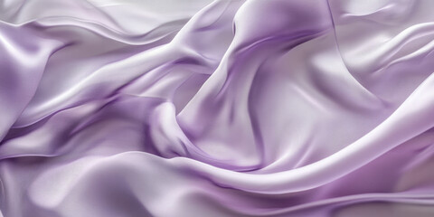 Obraz premium A wavy lilac abstract background with smooth, flowing ribbons of soft violet and lavender tones, resembling the gentle movement of silk fabric in the breeze.