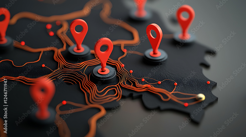 Poster exploring geolocation technology digital mapping interactive data visualization urban environment ae