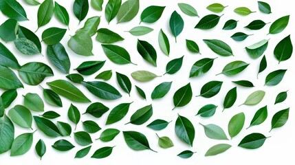 Various Green Leaves Isolated on White Background Nature Collection