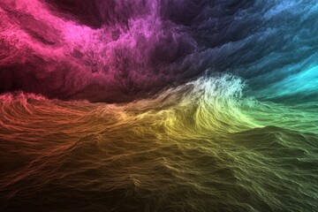 Obraz premium Colorful waves and clouds create a breathtaking digital seascape at twilight