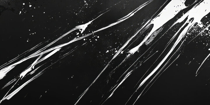 A dark grey background with streaks of white paint splattering across the canvas, creating an abstract, expressive design. Perfect for artistic portfolios, creative ads, or avant-garde fashion visuals