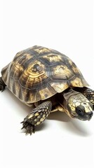 Obraz premium Photo of a land tortoise with textured shell, great for illustrations in scientific articles or biology textbooks.