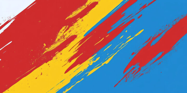 A colorful and energetic background featuring bold strokes of red, blue, and yellow. The strong, vibrant colors create a lively atmosphere, perfect for event promotions, creative marketing, or dynamic