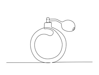 Continuous one line drawing of elegant perfume spray bottle.  Perfume spray in single line draw illustration. Editable stroke.