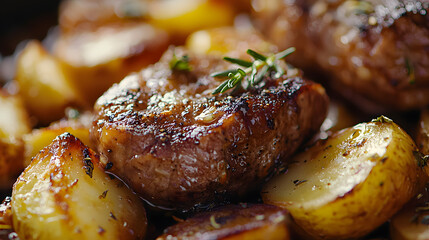 Close-Up Shot of Delicious Peka Dish in Croatia with Potatoes