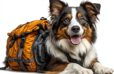 Fototapeta premium Hungry Border Collie Puppy Dog Licking Lips With Tongue Isolated On White Background