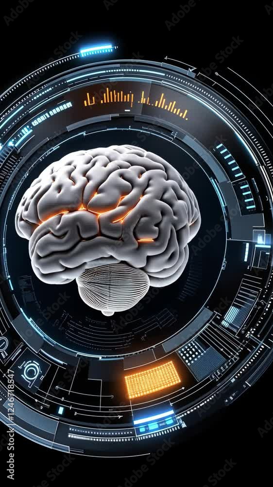 Poster discover how advanced digital graphics illustrate brain functions and activity, highlighting the int