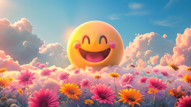 Happiness Day Banner. Happy and optimistic mind, joyful mood.