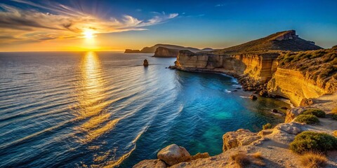 Dramatic Silhouette Coastline Aguilas Murcia Spain, Four Coves Mediterranean Sea Cliffs
