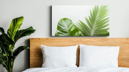 Cozy Bedroom with Green Leaves and Minimalist Decor Aesthetic
