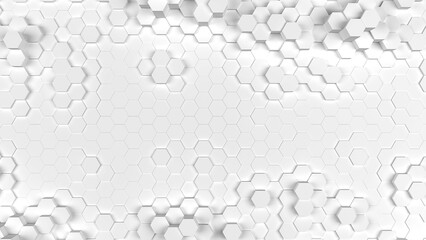 3d illustration white background texture. Abstract modern hexagon concept. White hexagonal pattern rendering geometric texture.