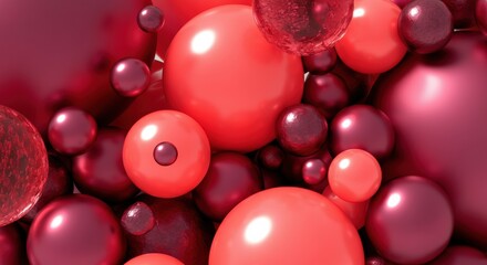 Abstract composition of red and pink spheres creating a vibrant visual texture