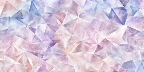Fototapeta premium A seamless background filled with geometric triangles in pastel peach fuzz, lilac, and chambray blue, creating a soft yet bold and clean aesthetic.