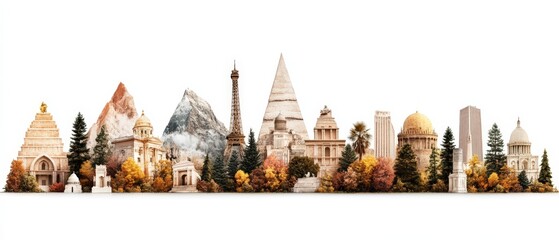 Obraz premium Urban landscape featuring a variety of buildings and green trees in a city environment