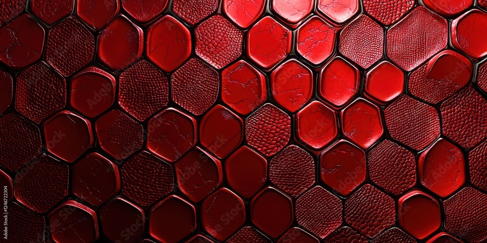 Aufkleber Red background with a pattern of hexagons