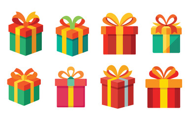 Gift box vector illustration on white background, gift box vector set, box bundle.