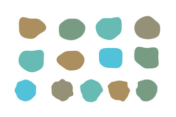 ゆるい円形のフレームセット　くすみ　緑　青　黄土色