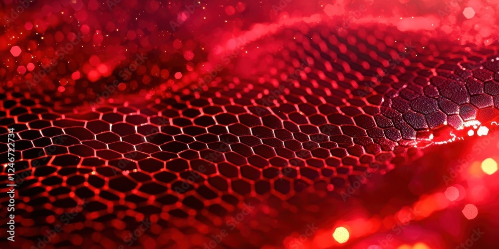 Poster Red fabric with a pattern of hexagons