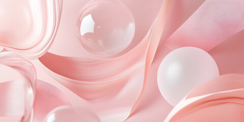 A pastel pink background with soft, flowing lines and circular forms, creating a soothing and gentle design. Ideal for fashion campaigns, feminine visuals, or wellness brand elements.