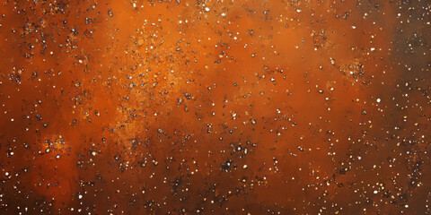 A shimmering burnt orange abstract background with tiny metallic flecks scattered across a dark backdrop, creating a glittering visual effect.