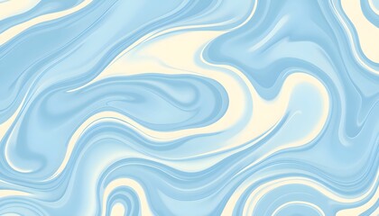Abstract fluid pattern, swirling blue and white marble texture, organic wavy lines, soft pastel color palette, smooth blended gradient, ethereal aquatic design, dreamy atmospheric background