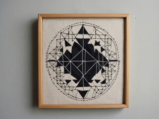 Fototapeta premium Minimal Geometric Embroidery on Linen