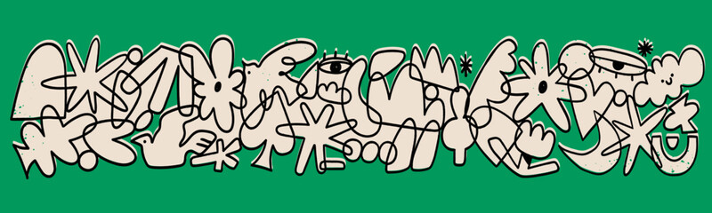 Various doodle outline shapes, curves, lines. Abstract contemporary, unique, trendy style. Hand drawn modern Vector illustration. Sticker, logo, icon, poster, wallpaper, textile print template