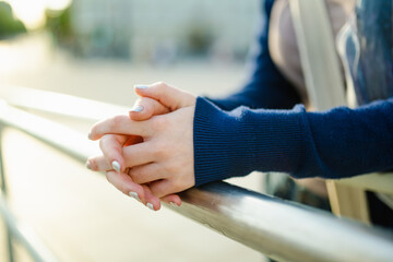 Cute teenage girl exploring Vilnius, Lithuania on warm and sunny summer day.