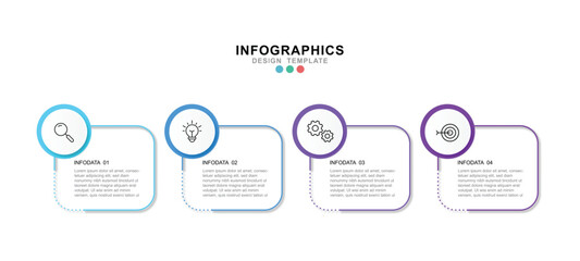 Thin line infographics design template with icons and 4 options or steps.