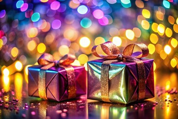 Elegant Gift Boxes Double Exposure: Festive Holiday Presents, Luxury Packaging Design