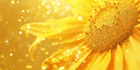 A bright sunflower yellow glitter texture, with shimmering golden particles scattered throughout. The energetic, vibrant tone makes it perfect for summer designs, party decorations, or fun event