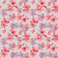 Seamless watercolor floral pattern - green leaves and branches composition on background, perfect for wrappers, wallpapers, postcards, greeting cards, wedding invitations, romantic events