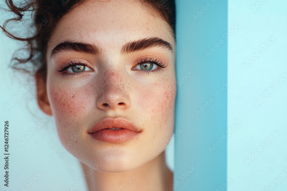 Poster comparison of acne and smooth skin highlighting skincare transformation. generative ai