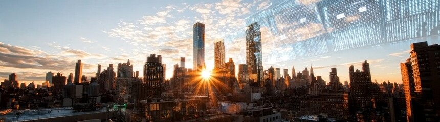 A smart city equipped with integrated technology, showcasing the urban future