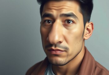 Fototapeta premium Photorealistic portrait of a male person with a big nose