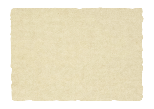 vintage ancient worn paper texture isolated on background with clipping path. old vintage piece of antique paper with torn ripped jagged edges. faded parchment with blank space for design.