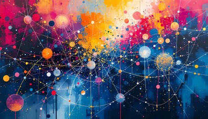 Interconnected Spheres, A Vibrant Network of Colors and Abstract Connections