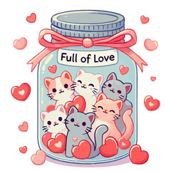 Adorable cats inside a glass jar labeled 