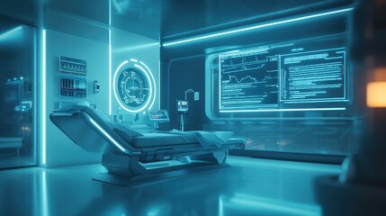 Naklejka premium AI-powered healthcare compliance monitoring system, futuristic UI with patient privacy alerts