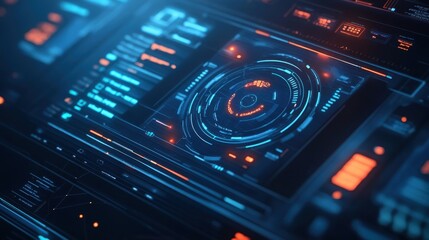 Fototapeta premium AI-powered healthcare compliance monitoring system, futuristic UI with patient privacy alerts