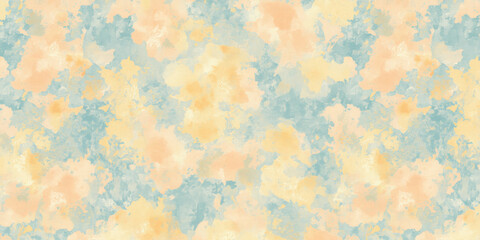 A seamless background with smooth transitions of pastel peach fuzz, chambray blue, and sunshine yellow, evoking a serene, soft, and balanced mood.