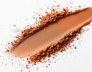 Terra Cotta Makeup Powder Swipe with Fine Particles on White Surface