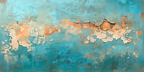 Obraz premium Aged weathered steel background with peeling paint, rust patches, and oxidation.