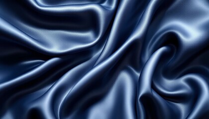 Obraz premium Elegant Waves, Deep Blue Silk Fabric with Luxurious Folds and Shimmers