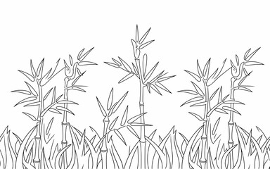 Obraz premium bamboo vector illustration Coloring Pages Book for Kids, Food, Animals, Wonderland & Fairy Tale Outlined Pages White becground 