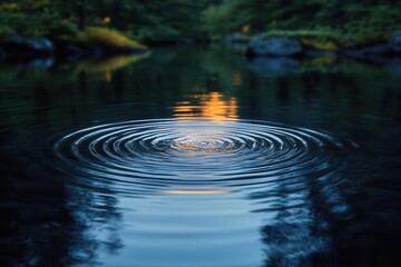 ripples in calm water reflect the surrounding beauty creating a serene and tranquil scene where natures harmony is captured in delicate detail