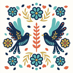Bird Floral Folk Art Layered Papercut